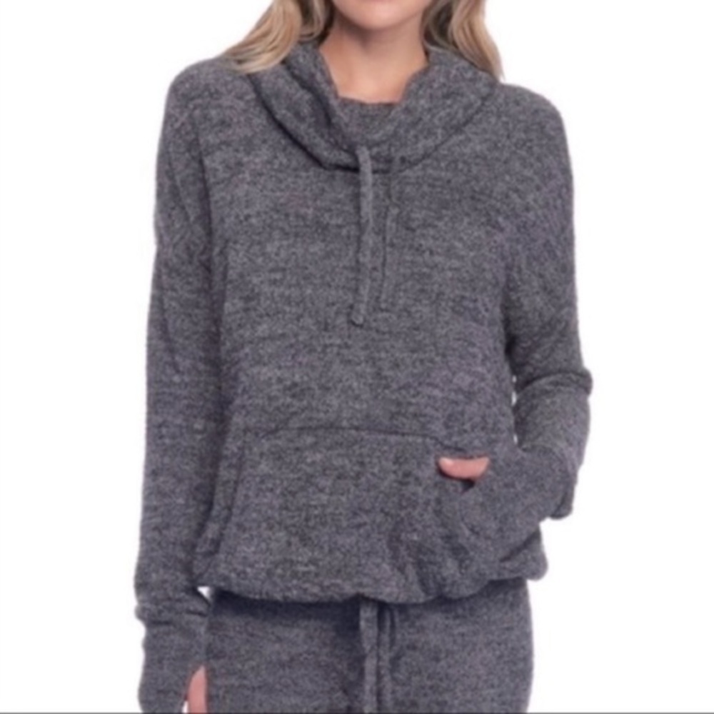 BAREFOOT DREAMS Hoodie Top COZYCHIC LITE Pullover. Charcoal Color. Size XS